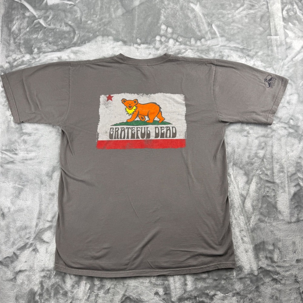Crazy Shirts Grateful Dead Crater Dyed Gray T-Shirt California Bear Flag Large